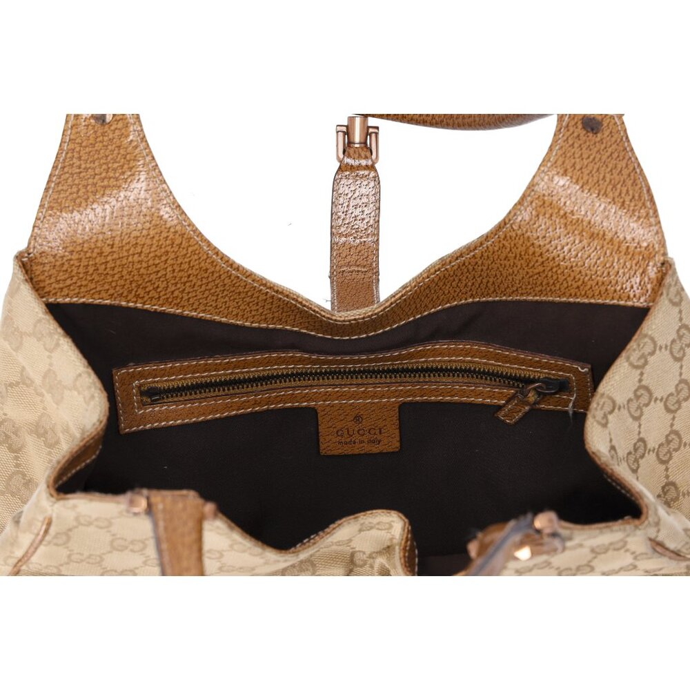 GUCCI Jackie Hobo Bag 124407 Beige Brown Jacquard Leather - Picture 8 of 9